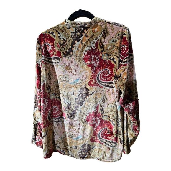 SOFT SURROUNDINGS Velvet Paisley Button Down Shirt - Size Petite Large - Picture 3 of 7